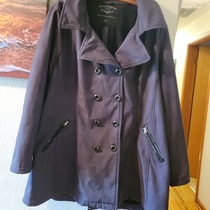 Sebby Women's Plaid Double-Breasted Coat in Gray And Black